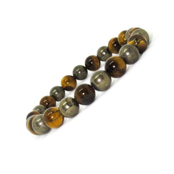MIRAN AGATE Orignal Pyrite with Tiger Eye 8MM Beads Healing Bracelet for Men & Women | Courage, Protector and Will Power, Attract Wealth and Prosperity - Money Magnet Bracelet