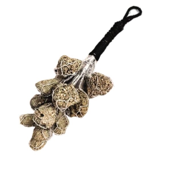 The Crystal Hub | Pyrite Stone Hanging With Certified Natural Decor for Car, Home & Office | Authentic Pyrite Crystal from Peru for Wealth, Abundance, Business Success, & Positive Energy | Reiki & Vastu Healing Protection