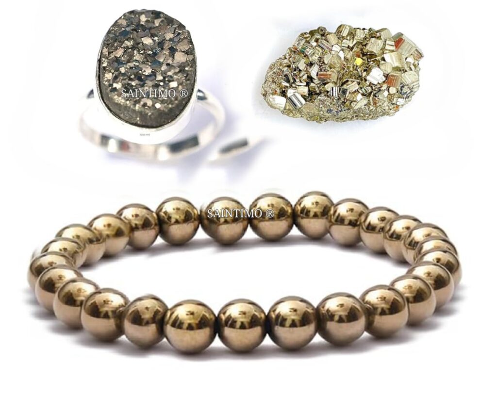 Elastic pyrite bracelet, Gold pyrite bracelet,Handmade pyrite bracelet, Healing crystal bracelet,