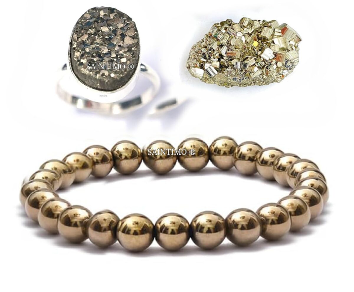 Elastic pyrite bracelet, Gold pyrite bracelet,Handmade pyrite bracelet, Healing crystal bracelet,