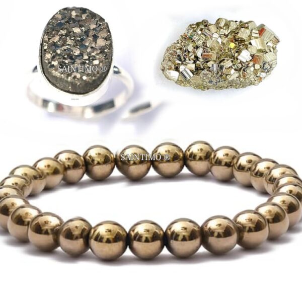 Elastic pyrite bracelet, Gold pyrite bracelet,Handmade pyrite bracelet, Healing crystal bracelet,