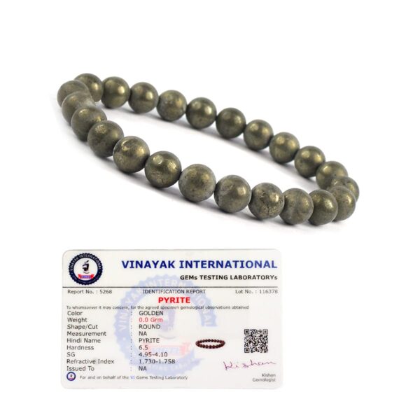 Reiki Crystal Products Natural Certified Pyrite 8mm Bracelet Reiki Healing Crystal Stone 8 mm Bracelet for Unisex