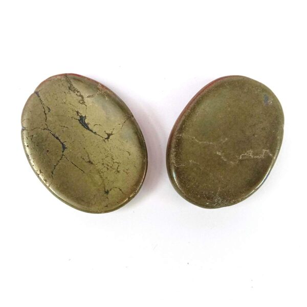 Reiki Crystal Products Natural Crystal Stone Pyrite Worry Stone Palm Stone Crystal Cabochons Oval Shape for Reiki Healing and Crystal Healing Stone Pack of 2 Pc (Clolor : Golden)