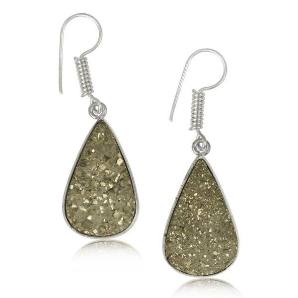 Reiki Crystal Products Natural Pyrite Rough Drop Shape Crystal Stone Earring Tops | Pyrite Earring For Women |Pyrite Earring Unisex Studs