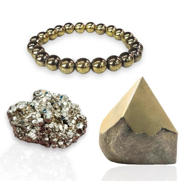 Exquisite Crystals Pyrite Stone Bracelet and Point For Vastu- Natural Energised Golden Raw crystal