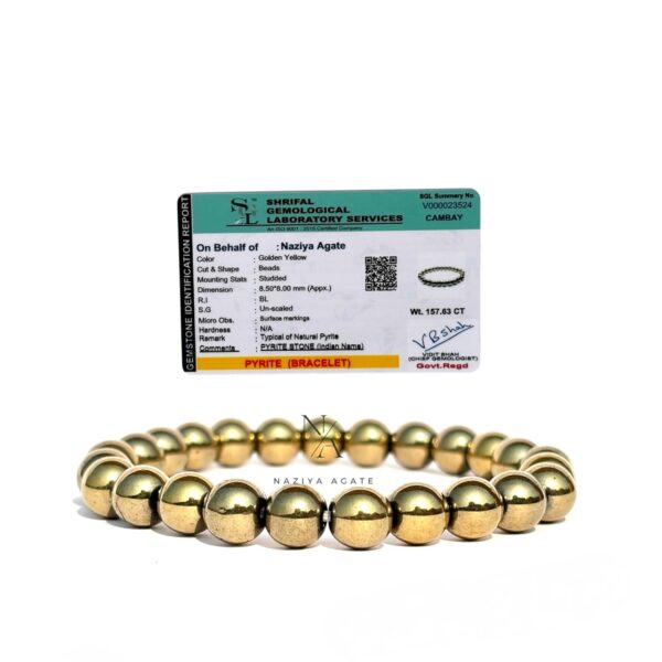 Naziya Agate Original Money Magnet Bracelet – Certified Golden Pyrite Bracelet for Men & Women | Attract Wealth, Success & Good Luck | Authentic Prosperity & Abundance Crystal