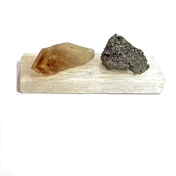 Astroghar Natural Selenite Golden Pyrite and Citrine Raw Rough Crystals for Reiki Healing and Grid Making