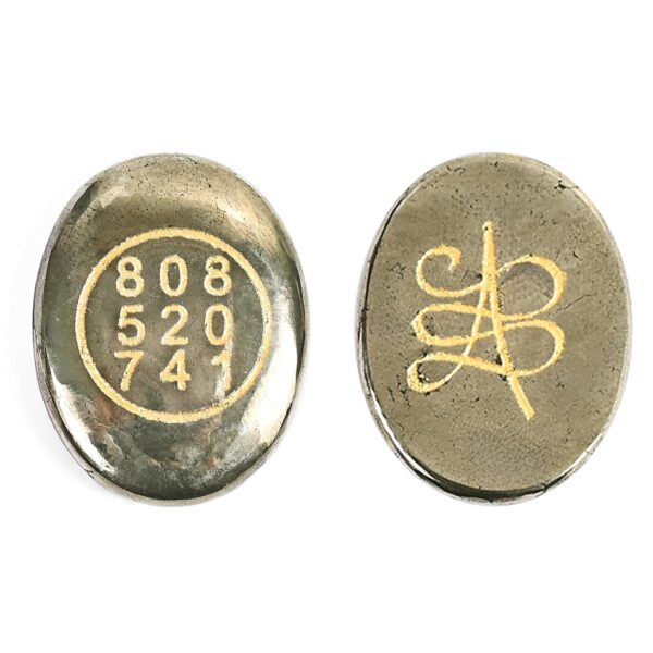 HindCraft Stone Pyrite Zibu Symbol Money Magnet Coin - Fantasy Attract Financial Growth & Abundance, Good Luck, Reiki Healing, Vastu Decor for Home & Office - 808 520 741 (1 Pc),Golden