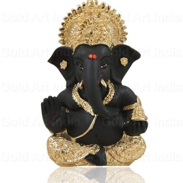 Gold Art India Gold Plated Kaai Green Color Ganesh Idol for Car Dashboard God Ganesha Idol for Home Decor Ganpati for Gifting (MUKUTGOLDKAAIGREEN3.5)