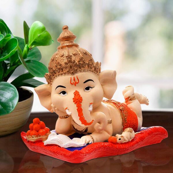 Karigaari India Handcrafted Polyresin Eco Friendly Lord Ganesha Ganpati Idol Figurine | Lord Ganesha Statue for Home Decoration (Multicolor)