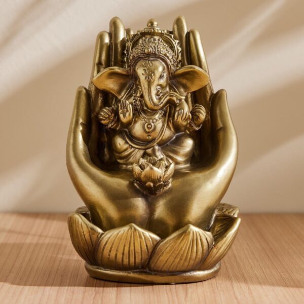 Karigaari India Gold Finish Ganesh Idol for Car Dashboard Ganesha Murti Ganpati Idol for Home Decor Puja Lord Ganesh Statue Gift for Office Desk Puja Room Figurine