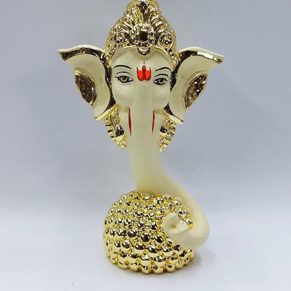 Gold Art India Ceramic Lord Ganesh Idol 9X5X5 Cm Ganesh Idol For Car Dashboard Small Ganesha Murti Ganpati Idol For Home Decor Puja Lord Ganesh Statue Gift For Office Desk Puja Room Figurine