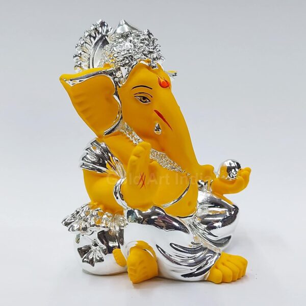 Gold Art India Silver Plated Gaddi Ganesh Mango Terracotta Car Dashboard Idol Return Gift Wedding Gift Corporate Gift Dashboard Ganesha