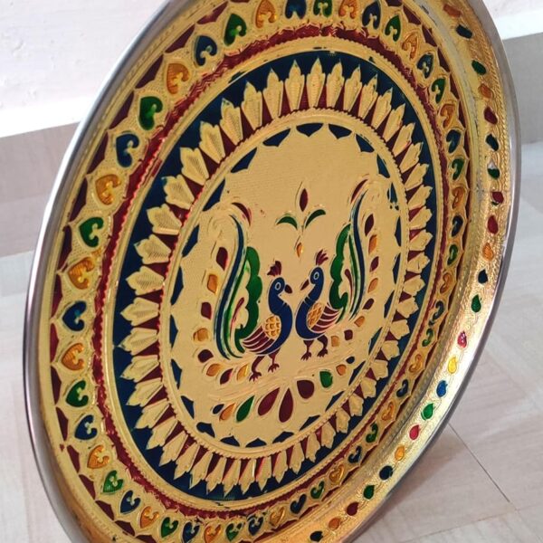 Betterminds Metal Return Gifts Women,Pooja thali, Aarti Plate for Pooja, Meenakari Stainless Steel Plate-11 inch