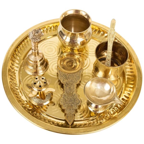 Spillbox 10inch Brass Puja ThaliSet|Pooja Thali|Arati|Arathi|Arthi|Arathi|Bartan Thambulam Plate|Puja Set|Pooja Plate SetHome Décor|ReturnGift|karwa chauth|Wedding|Anniversary|Corporate Gifts
