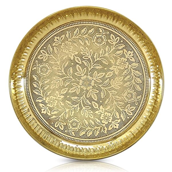 BENGALEN Brass Pooja Plate Puja Thali Very Small 4 Inch Arti Thali Set Traditional Designed Handcrafted Thal for Puja Ghar Home Office Mandir Diwali Weeding Return Gift Items