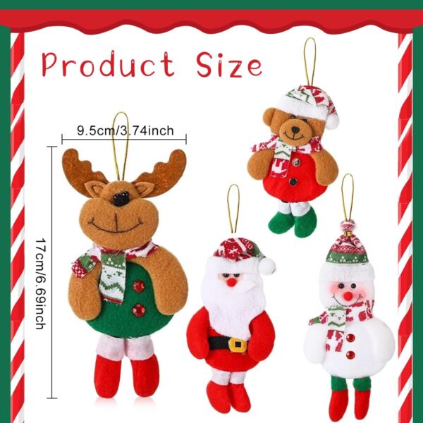 HASTHIP® 4Pcs Christmas Tree Decoration Items Snowman, Reindeer, Bear Dolls, Santa Claus Christmas Ornaments with String Hanging Decor for Xmas Tree, Door, Window, Home