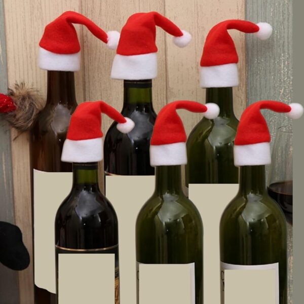 6pcs Christmas Decorations Items for Home Mini Santa Hats for Bottle Topper Decor Unique Christmas Decor Christmas Ornaments Christmas Tree Decoration Items Christmas Gifts for Home