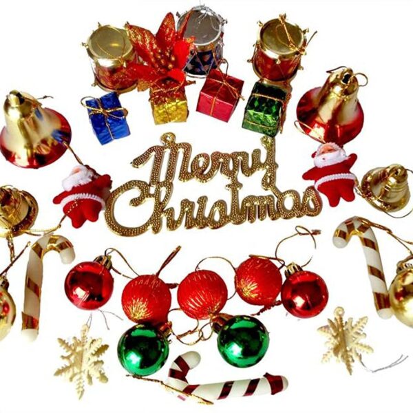 WebelKart Plastic Christmas Tree Decorations Set(Balls,Bells,Gifts,Pine Trees,Stars,Candy Sticks & Santa Claus) Christmas Gift Items,Christmas Tree Decorations Items(19) Multicolour