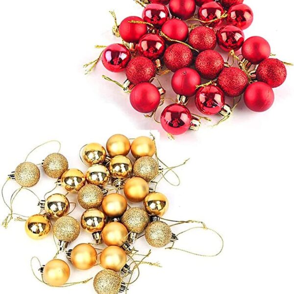VRB Dec™ 24 Pcs Christmas Balls Ornaments Shatterproof Gold Xmas Trees Parties Decorations Balls for Holiday Wedding Party Decoration,with Hanging Hole (Golden & Red Mix 4 Cm)