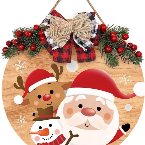 Wooden Christmas Decoration Wreath Banner Door Wall Hanging| Christmas Tree Decoration Items| Hanging Ornaments Props|Decorations Items for Home Office