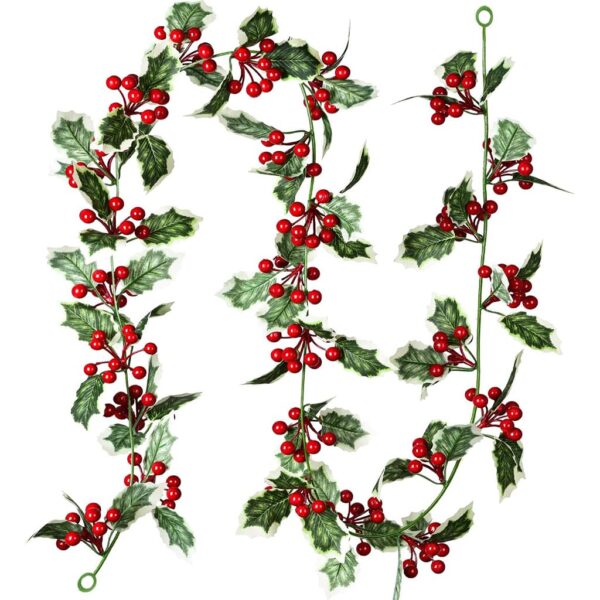 Supvox® Christmas Tree Decoration, 175cm Classic Christmas Tree Holly Decorative Strip, Holly Ornament for Christmas Home Decor, Christmas Decorations Items for Home, Xmas Wreath, Wall, Window, Door