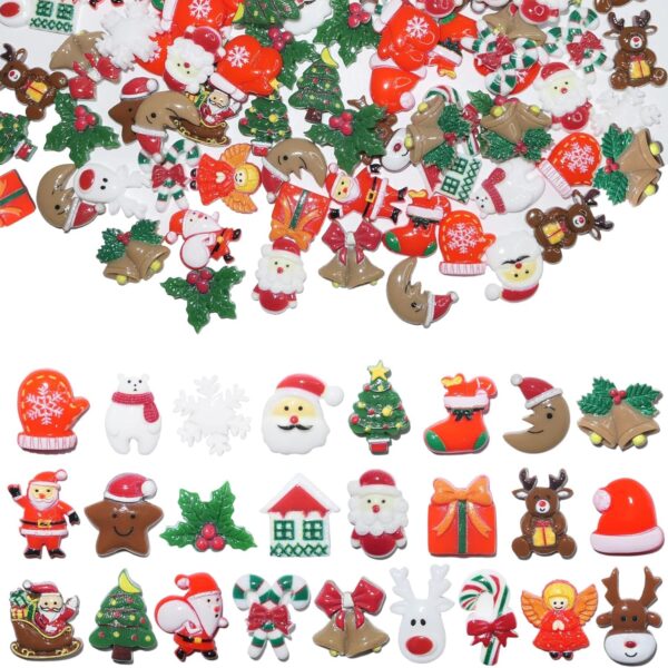 20Pcs Christmas Decorations Items,Christmas Decorations,Resin Charms,Santa Snowman DIY Accessories for Christmas Decor, Festive Ornaments for Home, Party, Tree Decoration