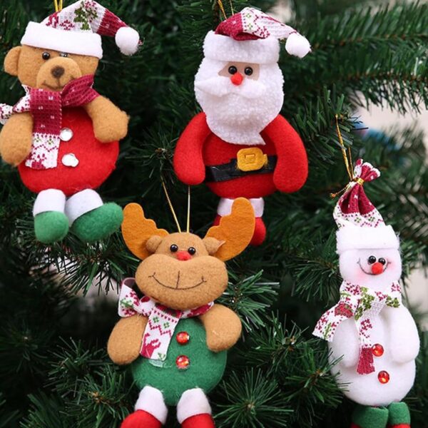 HOM 4 Pcs Christmas Tree Decoration Items - Christmas Decor with Santa Claus Ornaments for Xmas Tree, Door, Window (Red, 4PCS)
