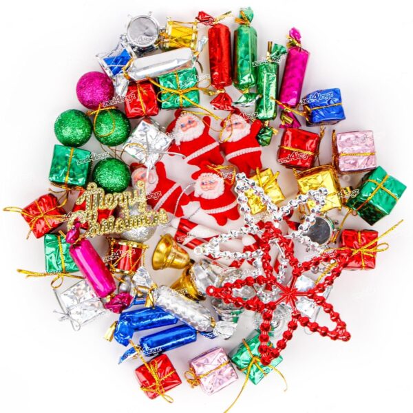 VRB DecTM 60 Pcs Hanging Chritmas Ornaments for Christmas Decorations Items/Chritmas Tree/Decoration Items Hanging Accessories for Home, Office, Bedroom, Balcony (Chritmas Tree Ornaments Combo-60Pcs)