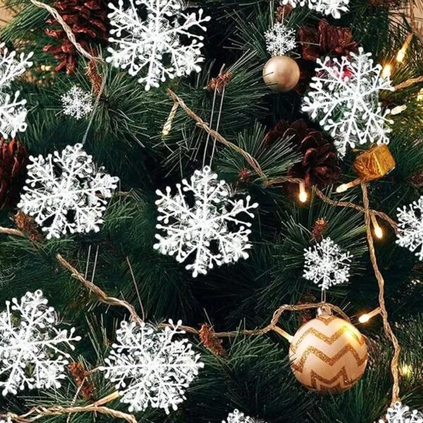 TIED RIBBONS 15 Pcs Christmas Tree Decoration Items Snowflake Hanging Ornaments Props Snow Flakes Xmas Accessories (White, 3.5 inch) - Christmas Decorations Items for Home Office