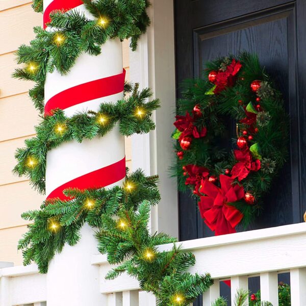 9 Ft/Feet Green Pine Christmas Tinsel Christmas Garlands Ribbon for New Year Xmas Gifts Ornaments, String Garlands, Home Office Railing Decor