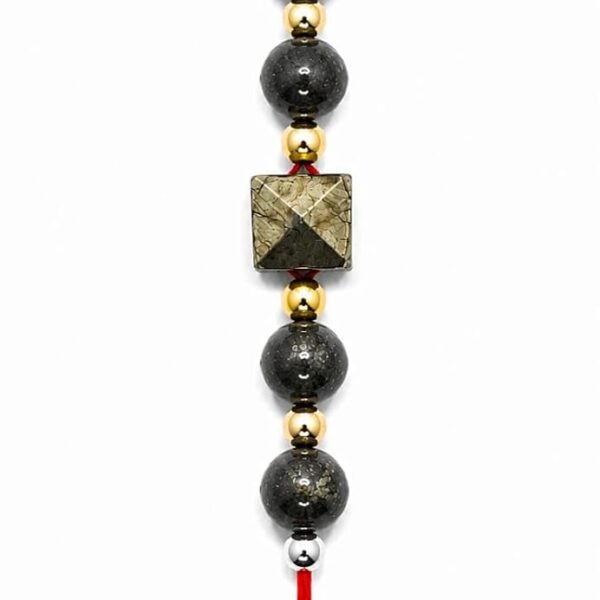 Pyrite Pyramid Rakhi | Natural Stone Thread Rakhi For Brother | Decorative Raksha Bandhan Gift | Black | Pack Of 1