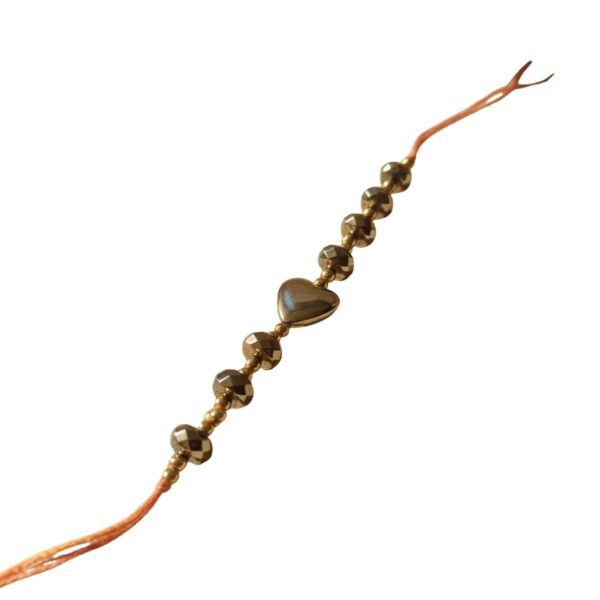 Dhan Lakshmi Pyrite Crystal Rakhi | Wealth, Abundance & Goddess Lakshmi Blessings Rakhi for Brother | Prosperity Healing Stone Raksha Bandhan Gift