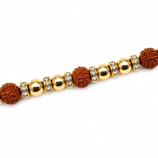 A&S Ventures Pyrite Rudraksha Rakhi for Brother, Handmade Adjustable Rakhi | Lucky Wealth, Protection & Positive Energy | Raksha Bandhan Gift