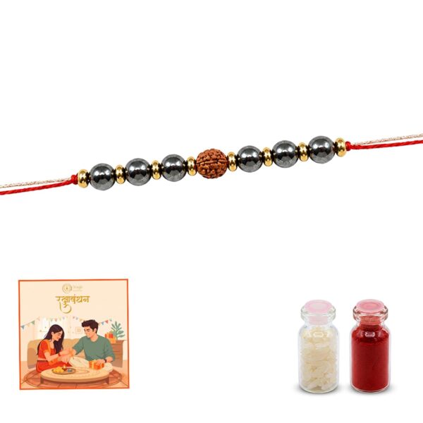Astroyogi Crystal Stone Rakhi With Kumkum And Chawal For Bhaiya & Bhabhi | Crystal Rakhi Gift Set for Raksha Bandhan