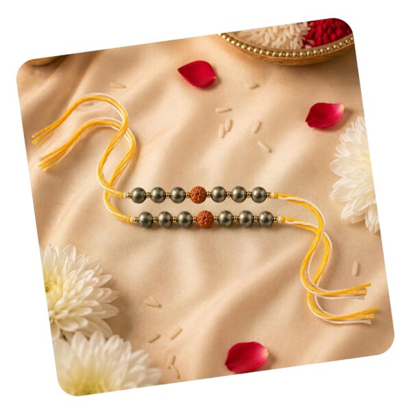 Pyrite Stone Rakhi for Brother Premium Aesthetic Raksha Bandhan