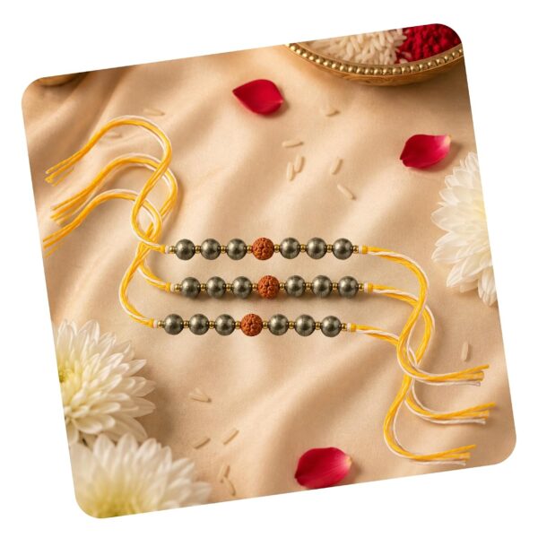 Pyrite Stone Rakhi for Brother Premium Aesthetic Raksha Bandhan