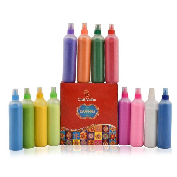 CraftVatika Rangoli Colour Powder Tube Kit, Diwali Decoration Items Bottles Tool Floor Art Rang for Home Navratri Pongal Pooja Mandir Decor
