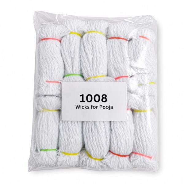 1008 Cotton Wicks for Pooja Diya | Diya batti 3 ply Twisted Cotton Thread (1 Pack of 1008 Wicks) | Pooja White Vattulu, Vilakku Thiri