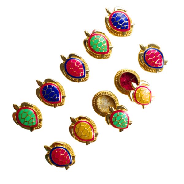 Crafty Creations Decorative Kumkum Holder Platter Set of 12 Small Tortoise Shape Kumkum Holder for Pooja Sindoor Dani Haldi Roli Container Mandir Decor Wedding Return Gift Festival Pooja Items