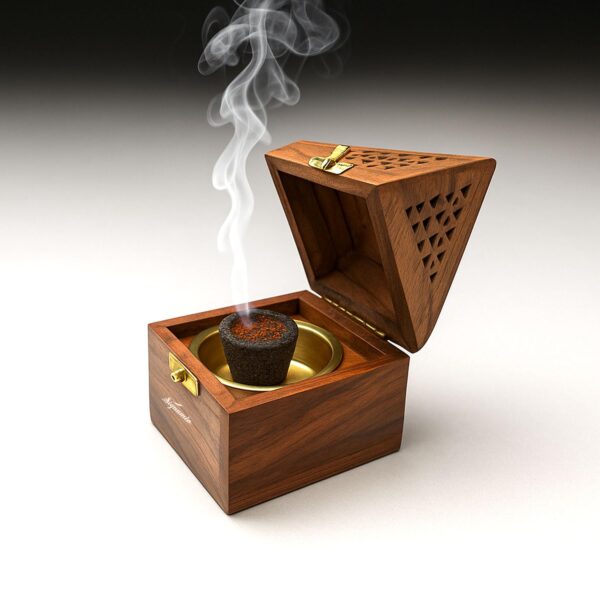 SIGNAMIO Pyramid Wooden Sambrani Dhoop Stand Holder 3 Inch