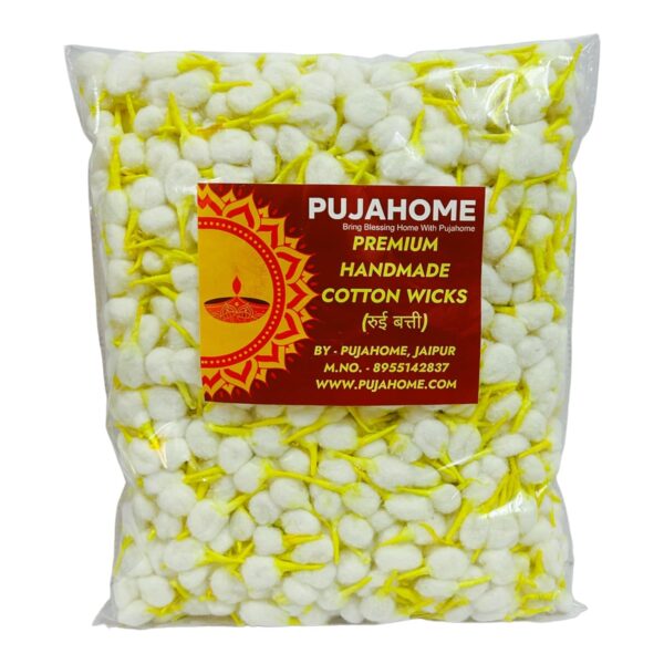 Round Chandan Cotton Wicks – 1100 Pieces | Handmade Phool Batti for Pooja, Aarti, Navratri, Mandir, Diya, Oil Lamp, Home Décor, Meditation & Spiritual Prayers