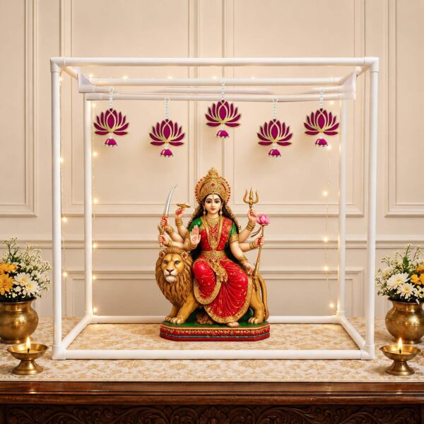SpecialYou Diwali Decoration for Home & Navratri Decoration Items with White PVC Cubic Backdrop Stand for Decor, Decoration Stand for Pooja, Diwali Decor, Diwali Decoration for Home Decor - 1 Set