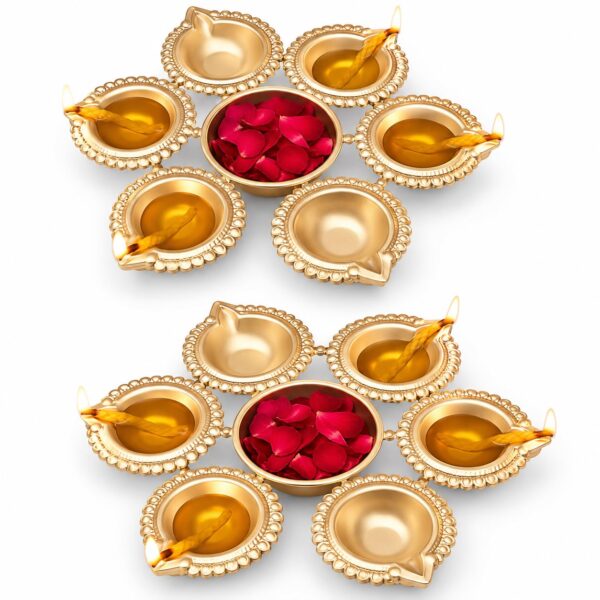 Kalakriti (2 Pcs, 7 Inch Decorative Bowl Set |Home Table Decoration Urli Diya for Navratri Pooja Housewarming Haldi | Indian Diwali Decor Return Gifts Items