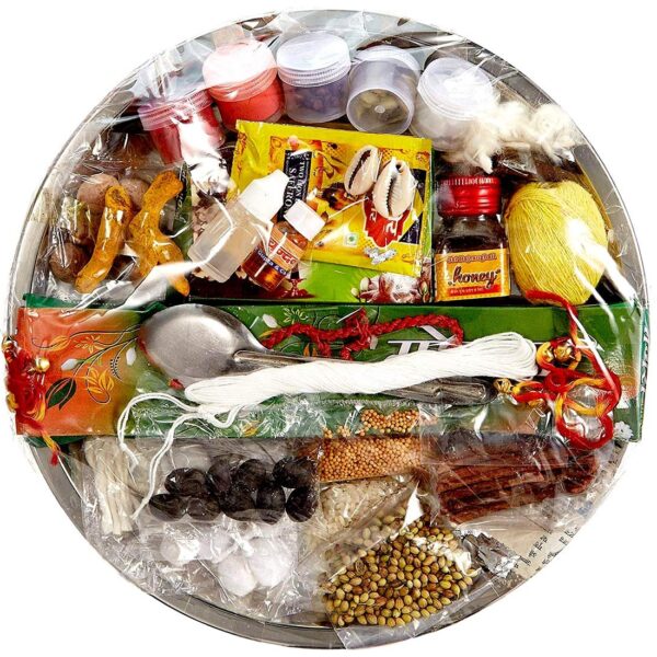 ME & YOU Pooja Thali with 31 Items - Pooja Items for Navratri Special, Ganesh Chauth, Garh Parvesh, Kirtan | Hawan Samagri, Housewarming Pooja | Festival Pooja thali with All Ingredients