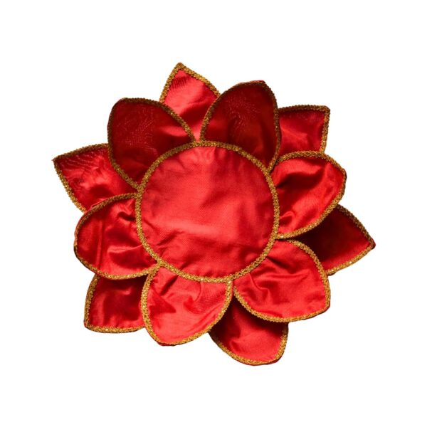 Lotus Aasan (Red) – Kamal Aasan Cloth for Pooja, Idol Base | Lakshmi, Gauri Ganpati, Saraswati Devi, Durga Maa, Varalakshmi, Ganesh | Navratri, Diwali, Wedding, Haldi Decoration