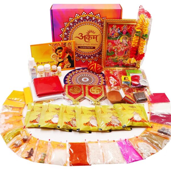 ARKAM Navdurga Puja Samagri Kit for Durga Pujan/Navratri Puja Kit/Navratri Puja Samagri Kit (40+ Items) with Detailed Puja Vidhi in Hindi