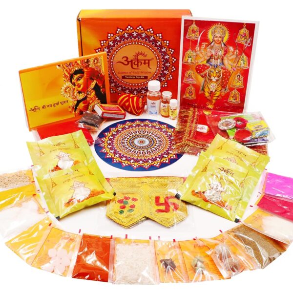 ARKAM Navdurga Puja Kit for Durga Pujan/Navratri Puja Kit/Navratri Puja Kit with Detailed Puja Vidhi in Hindi